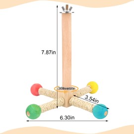 Hypeety Spinning Bird Perch Stand Toy Natural Wood Interactive Exercise Wheel Parrot Perch Toys Bird Rotating Perch for Bird Parrot Parakeets Budgies Lovebirds Finch Conures (4 Stands)