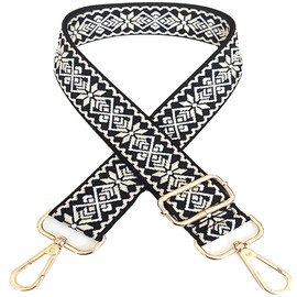 Wide Shoulder Bag Strap, Adjustable Replacement Handbag Straps Belt, Cross Body Handbag Purse Canvas Bags Strap with Clips (3.8CM-Gold Buckle) (Beige Trim)