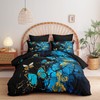 CCoutueChen Butterfly Comforter Set King Size, Blue Gold Marble Bedding