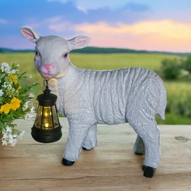 GKWRZXBK Sheep Figurines - Solar Powered White Lamb Decor, Weather-Resistant Resin Garden Statue