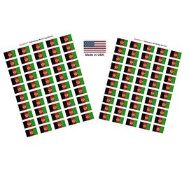 100 Afghanistan Flag Stickers, Two Sheets of 50, 1.5" x 1" Made in America Self Adhesive Country Flag Scrapbook Stickers, Two Sheets of 50, 100 Sticker Decal Flags