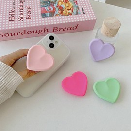 Leeneen 2pcs Cell Phone Airbag Bracket Heart Shape Phone Grip & Stand Desktop Phone Bracket Ring Anti-Drop Bracket (Pink)
