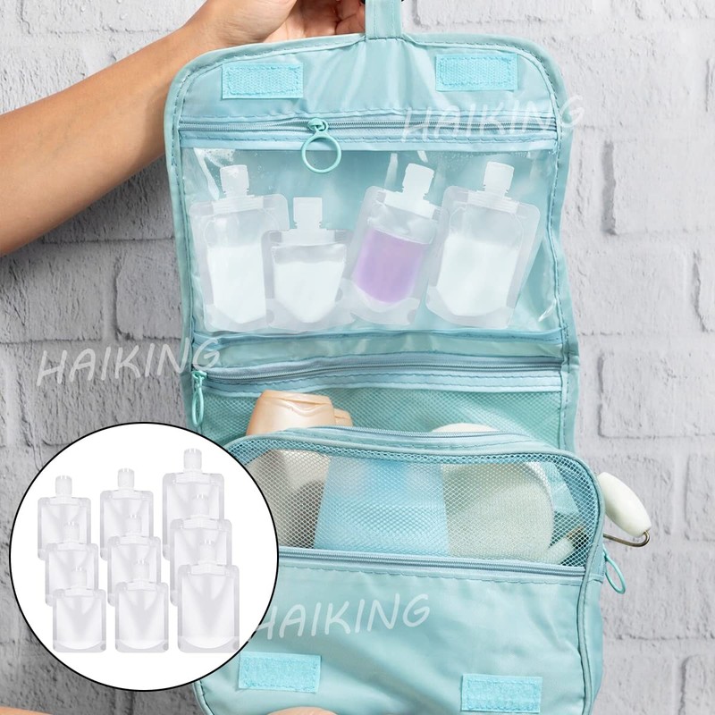 HAIKING Travel Bottles Cosmetic Packaging Bags, 9 Pcs Refillable Travel