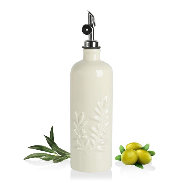 Sweejar Olive Oil Dispenser Bottle for Kitchen, 18 Oz Ceramic