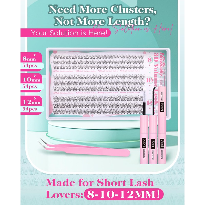Natural Lash Clusters Kit 8-10-12MM Short Eyelash Clusters Kit Clear