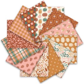 Whaline - 12 paquetes de tela de algodón de otoño bohemio de 10 x 10 pulgadas, telas de costura bohemias para manualidades, manualidades hechas a mano, decoración del hogar