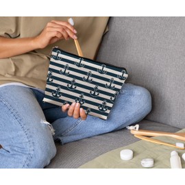 uinwk Navy Nautical Anchor Makeup Cosmetic Bags for Women, Nautical Gifts for Women, Gifts for Sailors
