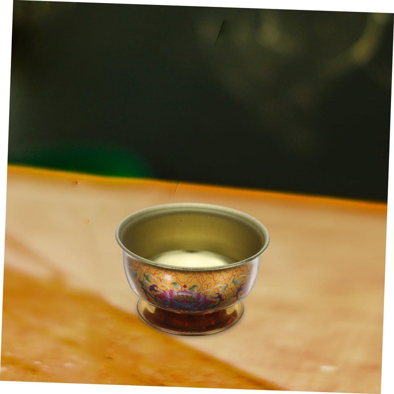 Ciieeo 7pcs Holy Water Offering Cup Copper Lotus Pattern Buddhist