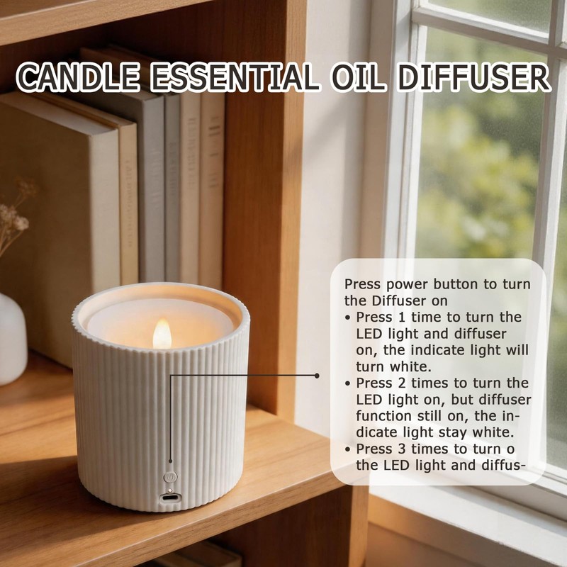 NO-Battery LED Candle Waterless Diffuser and 3D Wick and Realistic