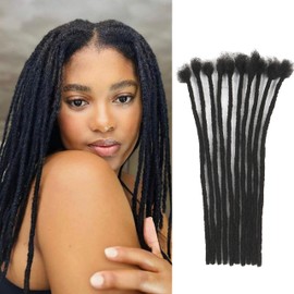 0.2cm 8inch 100 Strands 100% Real Human Hair Dreadlock Extensions For Men/Women Full Head Handmade Permanent Loc Extensions Bundles Can Be Dyed Bleached Curled and Needles