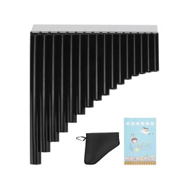 Pan Flute C Key with Cardboard Carrying Bag for Children Adults Beginners Teaching Staff Black 16 Pipes