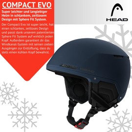 Ski Helmet Snowboard Helmet Head Compact Evo Night Blue Size: M/L (56-59 cm) with Optimised Ventilation System Suitable for Skiing Snowboarding