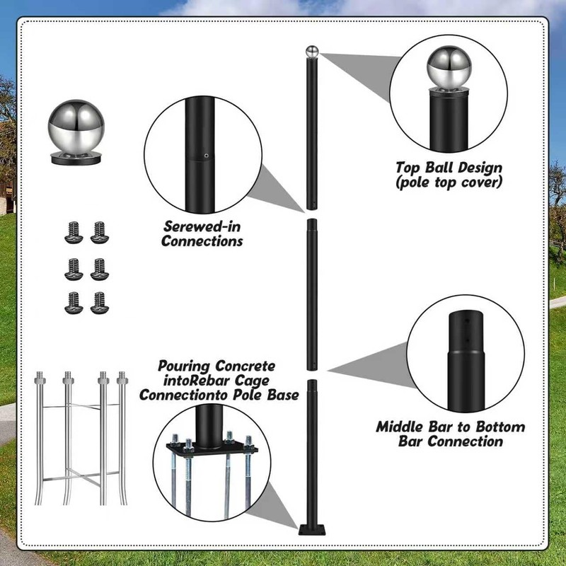 Koiyingnote 10FT Outdoor Solar Street Light Pole, Heavy Duty Galvanized