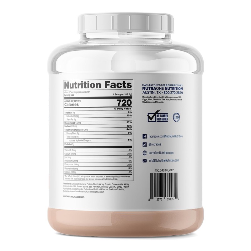 NutraOne Massone Mass Gainer Protein Powder Gain Weight Protein Meal