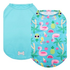 KYEESE 2 Pack Medium Dogs Shirts Hawaii Breathable Dog T-Shirts Soft Tank Top Sleeveless Vest Dog Tee Shirts Dog Apparel Great for Summer Flamingo Pattern
