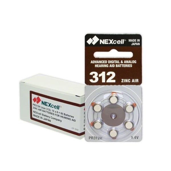 NEXcell Hearing Aid Batteries Size 312, PR41 (60 Batteries)