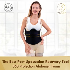 Post Surgery 360 Lipo Foam Wrap Around | Tummy Tuck Binder Post Surgery | Soft & Breathable Material, 360 Wrap around Liposuction | BBL Post Surgery Supplies (X-Large)