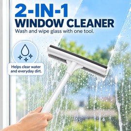 2-in-1 Window Squeegee for Glass Cleaning – Retractable Pole with Foam Brush for Car, Shower Door & Home Use