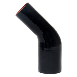 HPS 5/8" - 7/8" ID, Silicone 45 Degree Elbow Reducer Coupler Hose, High Temp 4-Ply Reinforced, Leg Length on Each Side: 4-1/2", 100 Psi Max. Pressure, SER-8849-BLK, Silicone, Black