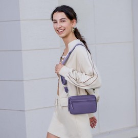 VONAL Small Crossbody Bag for Women with RFID Blocking, Nylon Wristlet Purse with ID Window, Adjustable Strap,Anti theft Phone Organizer, Lightweight Travel Shoulder Bag for Everyday Use (Mauve)