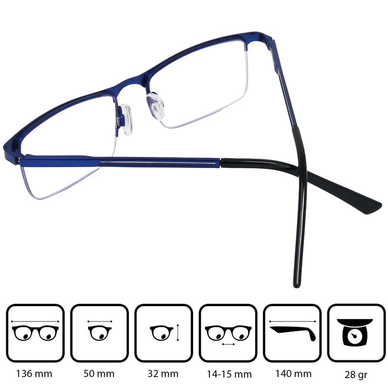 Mini Brille Anti Blue Light Glasses Metal Half Rim Bottom