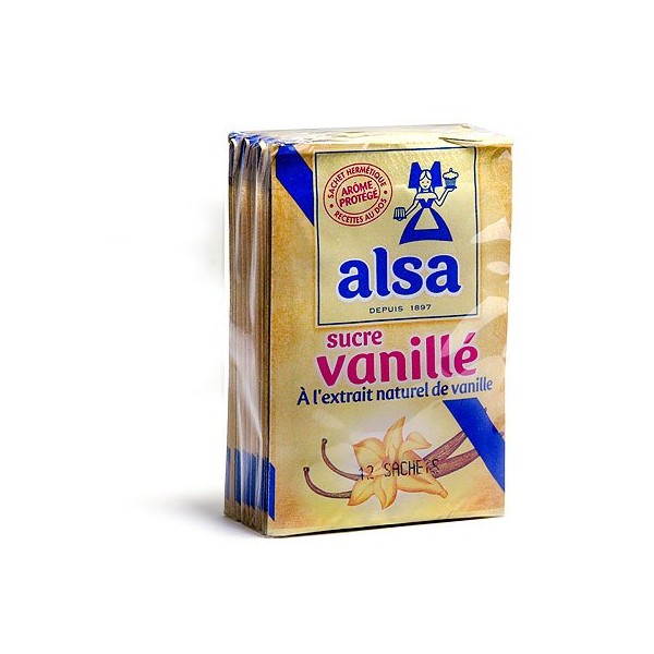 Alsa Vanilla Flavored Sugar with Natural Vanilla Extract - 12 x 7.5 g pack