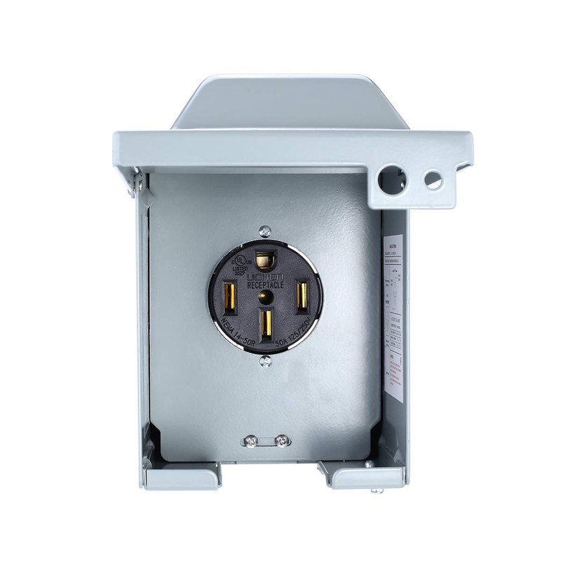 Miady 50 Amp 125/250 Volt RV Power Outlet Box, Enclosed