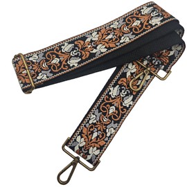 CXTAI 2inch Wide Flower Replacement Handbags Straps for Women Lady Girls Crossbody Purse Canvas Bag Strap (Black/Brown/Grey)