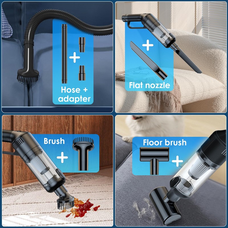 Unipampa Handstaubsauger kabellos akku, Wiederaufladbarer Tragbarer autostaubsauger 6500Pa, handsauger mit