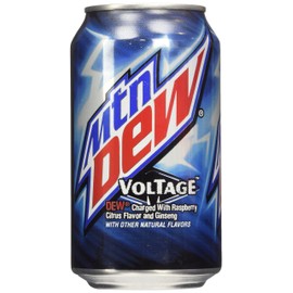 Mountain Dew Voltage Raspberry Ginseng Citrus Soda, 12 Ounce (12 Cans)