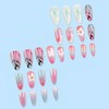 24Pcs Pink Blue Press on Nails Medium Almond Fake Nails