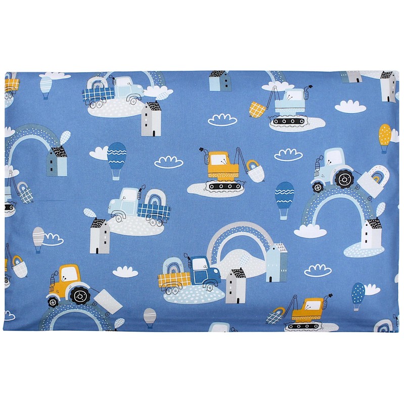TupTam Kids Cushion Cover Decorative Patterned Tractors/Rainbows/Blue/Grey, Size: 80 x