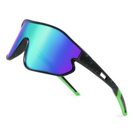 Hifot Children's Sunglasses Boys Girls Teenagers Cycling Glasses Teens Sports Glasses Quick Glasses UV400 Ultraviolet Sun Rays Cycling Sunglasses for 6-14 Years, Green