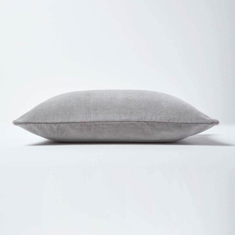 Homescapes Velvet Cushion Cover, Grey, Soft Decorative Cushion Cover 30