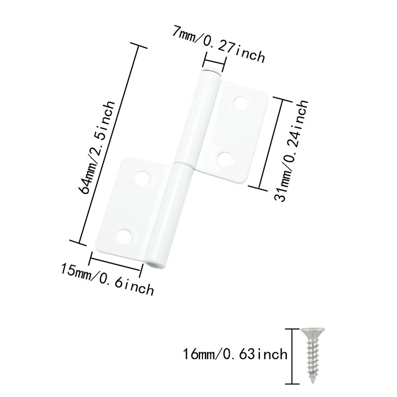 ITROLLE 4PCS White Lift Off Hinges Flag Hinges Detachable Hinges