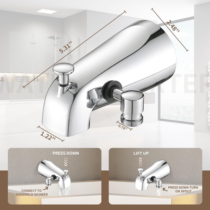 Metal Tub Spout with Diverter,10 Settings Hand Held Shower,Bathtub Faucet