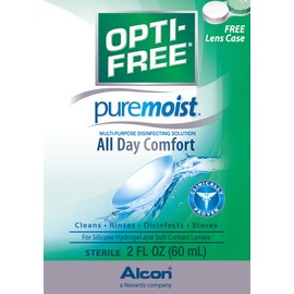 Opti-Free Puremoist Multi-Purpose Disinfecting Solution with Lens Case, (Packaging may vary), 2 Fl Oz (Pack of 1)