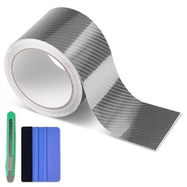 Arespark Gloss Grey 6D Carbon Fiber Vinyl Tape for Chrome Delete Door Sill Protector Window Trim Blackout Vinyl Wrap, Automotive Anti-Scratch Detail Protection Film Contain Tool Kit (3in x 30ft)