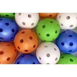 Fat Pipe Floorball Unihockey Ball Team Set of 24 Fat Balls Colour Mix Competition Ball Training Ball with IFF Certificate for Tested Quality