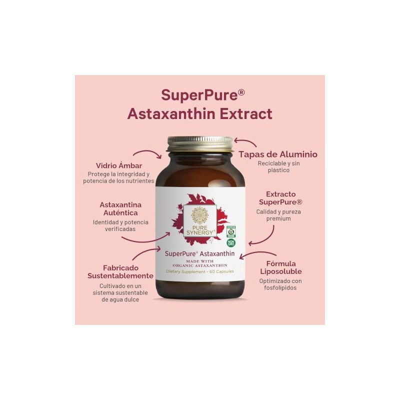 Pure Synergy Extracto de astaxantina SuperPure | 60 cápsulas |
