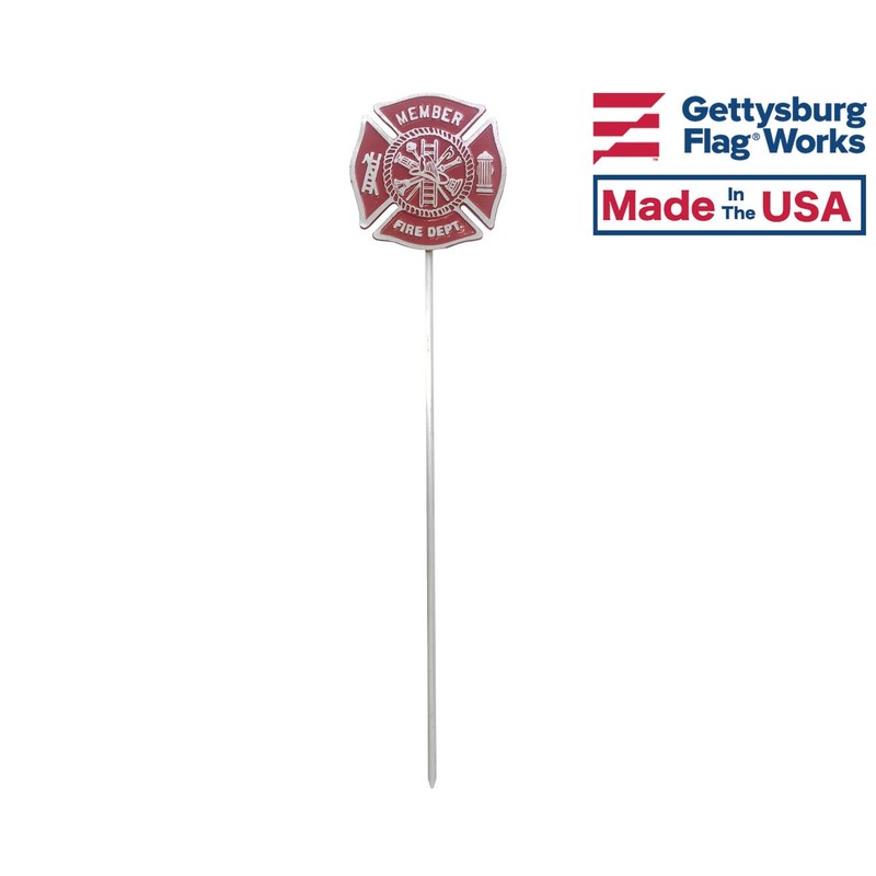 Aluminum Grave Marker Firefighter, Cemetery Memorial Flag Holder, Fireman Plaque,