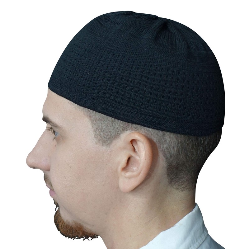 TheKufi Plain Graphite Black Cotton Stretch Knit Kufi Hat Skull