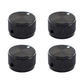 4pcs Aluminum Alloy Guitar Knobs, Black, Knurled, 0.98 x 0.61 inches (d*h), Potentiometer Control, Volume, Audio, Electric Guitar (Black)