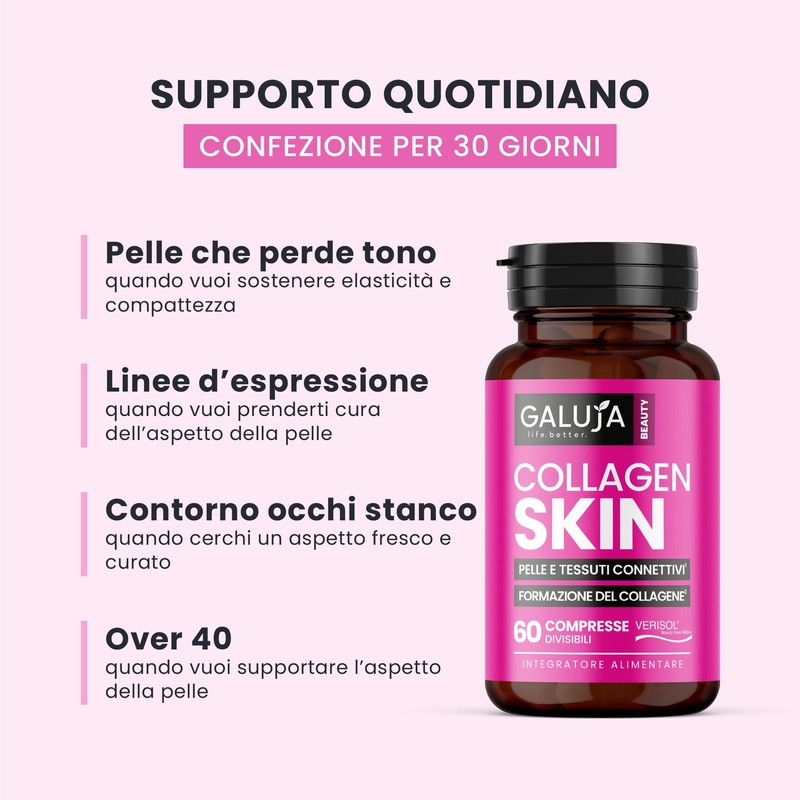GALUJA Collagen Skin Integratore Collagene Verisol, 60 Compresse