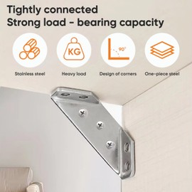 Universal Furniture Corner Connector, Angle Fasten Connector Furniture Triangle Support Frame Stainless Steel Corner Bracket, Corner Bracket Support with Screws (20 Pcs + 140 Screw)