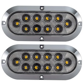 Long Haul Clear/Amber 6" Oval Surface Mount Stop/Tail/Turn LED with Chrome Bezel | Kit (2 Pack)