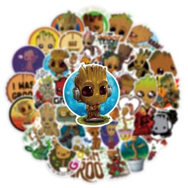 Yangsiw Groot Stickers for Water Bottle Waterproof Vinyl Cute Cartoon Movie Decals for Kids Laptop Tablet Scrapbook Binders Luggage Skateboard 50pcs …