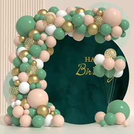 OERJU Marble Birthday Round Backdrop Cover Abstract Green Marble Texture Circle Backdrop Cover Adults Men Women Birthday Party Decorations Photography Background Portrait Photo Studio Prop 7.2x7.2ft