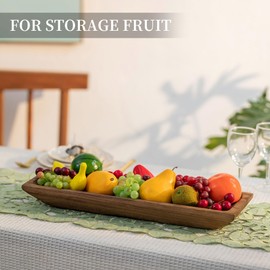 Hanobe Decorative Wood Dough Bowl: Large Long Wooden Centerpiece Table Decorations Natural Candle Holder Tray Decor Rustic Unfinished Centerpieces for Dining Room Kitchen Fruit Bowls, Brown