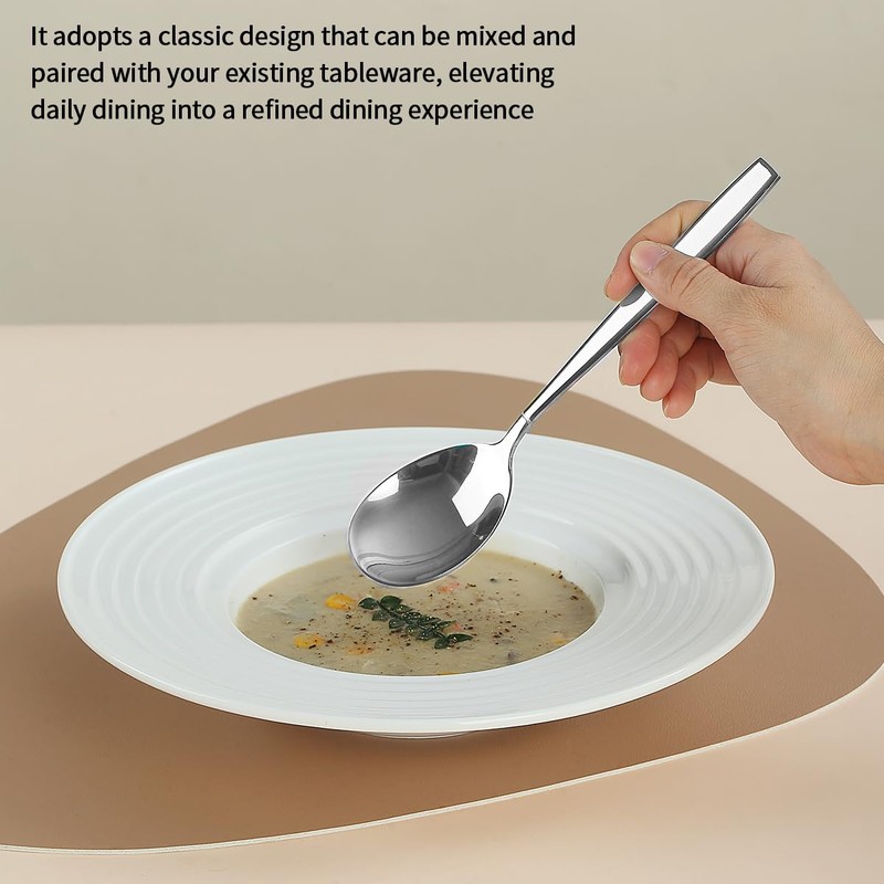 Evanda Salad Servers, Stainless Steel Salad Servers with Brown Handle
